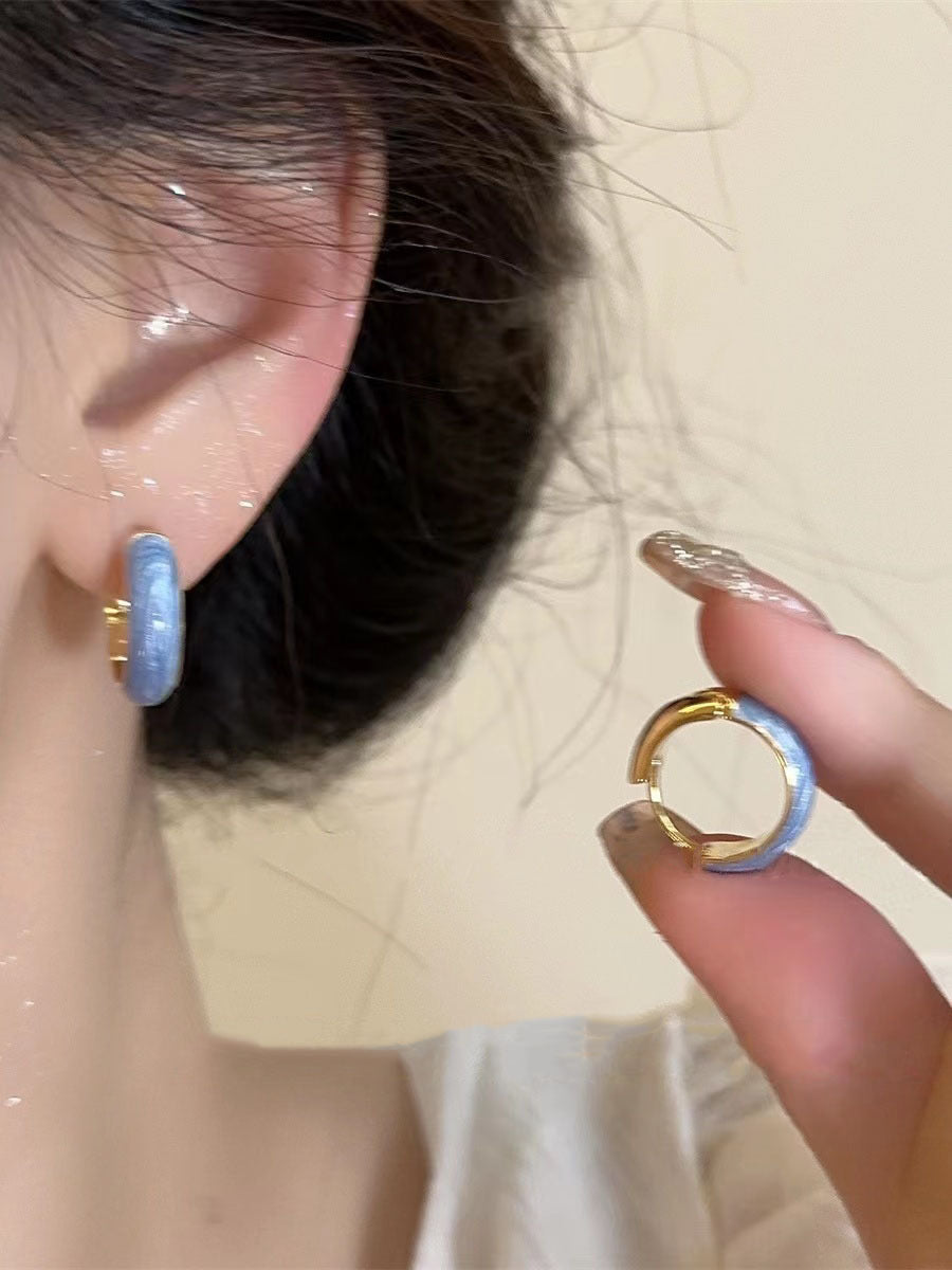 Enamel Simple Ring Ear Clip No Piercing
