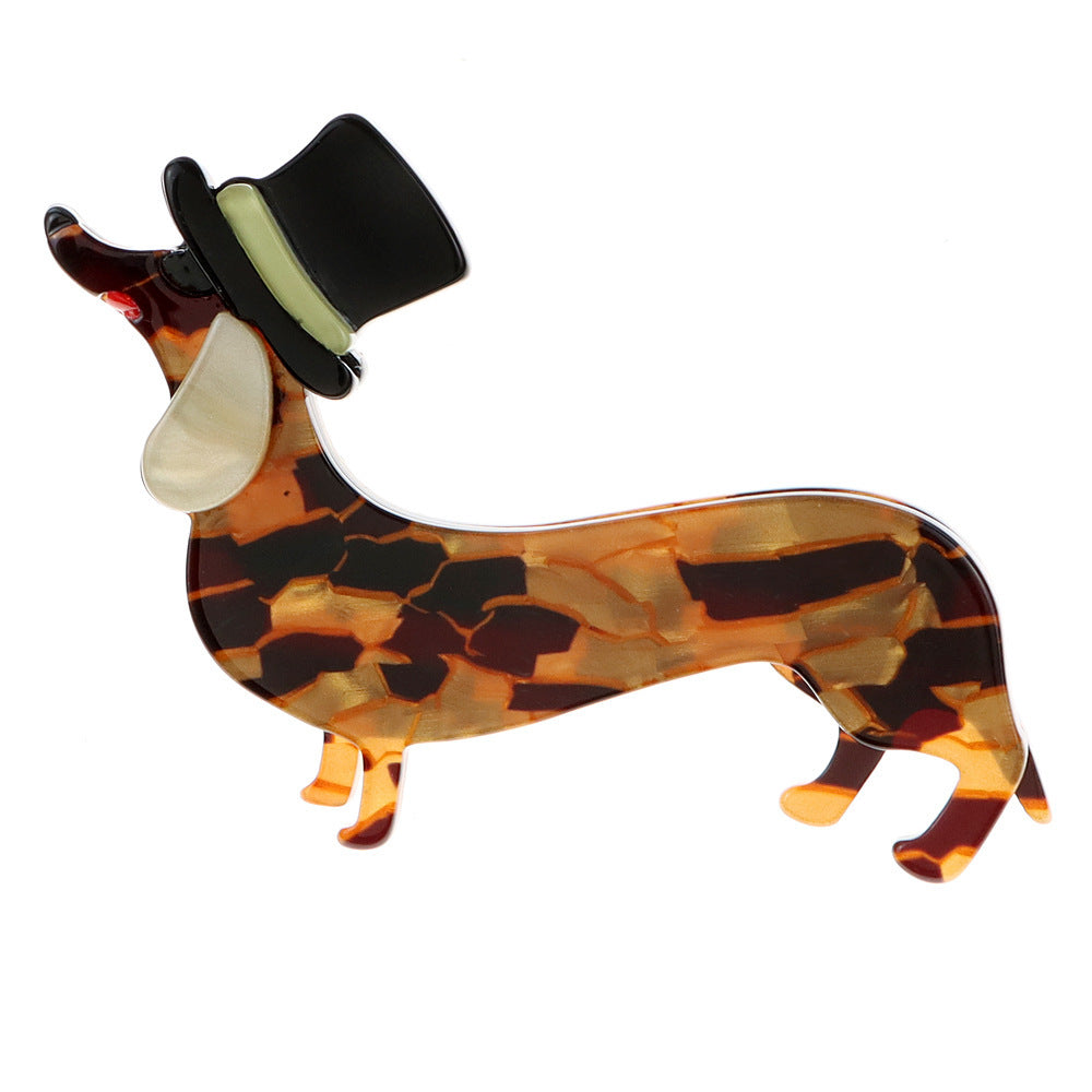 Fashion Acrylic Acetate Dachshund Dog Brooch