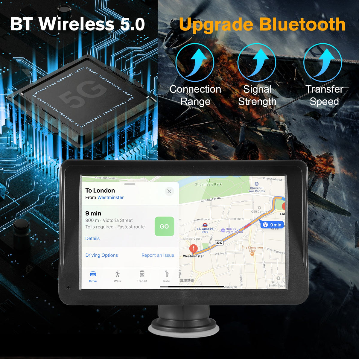 Portable Car Stereo Wireless CarPlay & Android Auto, Car Radio 7inches Touchscreen, Bluetooth5.0, Mirror Link, Maps Navigation, Voice Control, AUX Cable Vehicles My Store