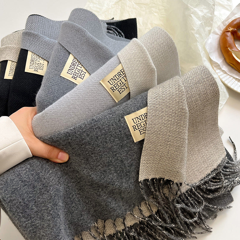 Double-sided Artificial Cashmere Scarf Women's Winter Warm Couple