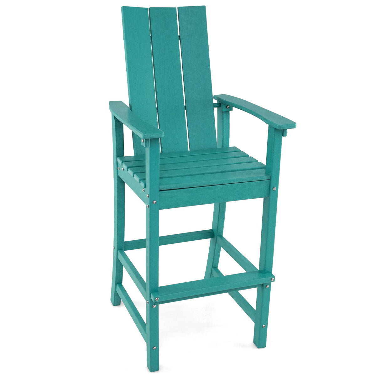 Tall Adirondack Chair Outdoor Bar Stool with Ergonomic Backrest for Backyard