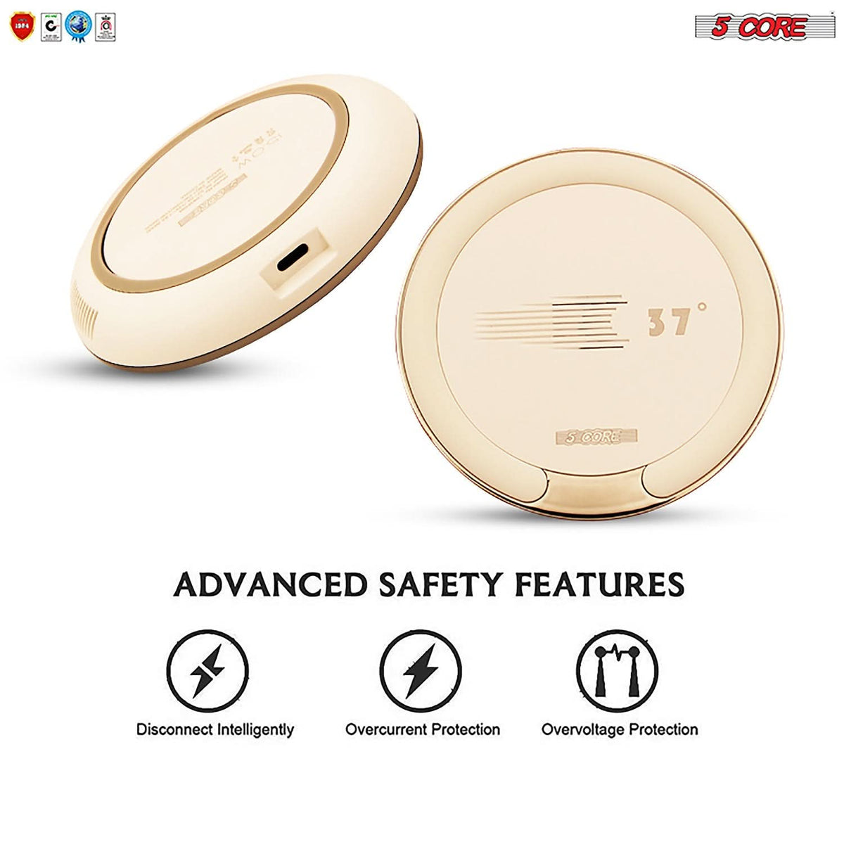 5Core Wireless Phone Charging Pad 15W Qi-Certified Fast Charger Mat