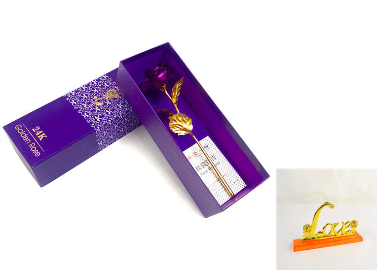 24K Luminous Color Gold Rose Flower Set My Store