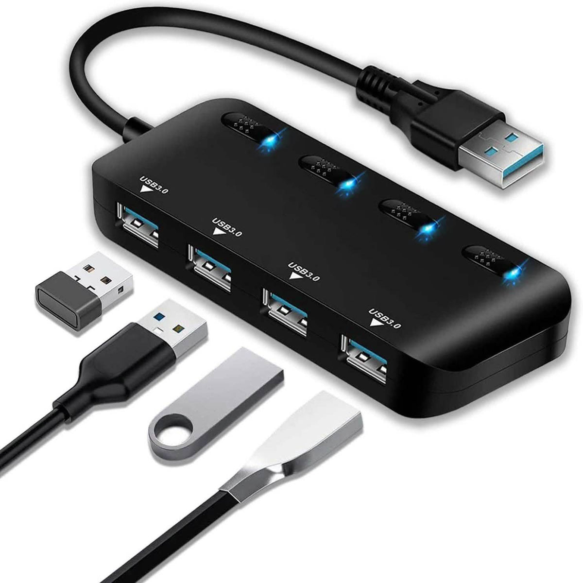 APANAGE 4-Port Powered USB 3.0 Hub Splitter
