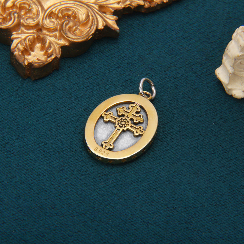 S925 Lady Portrait Cross Pendant