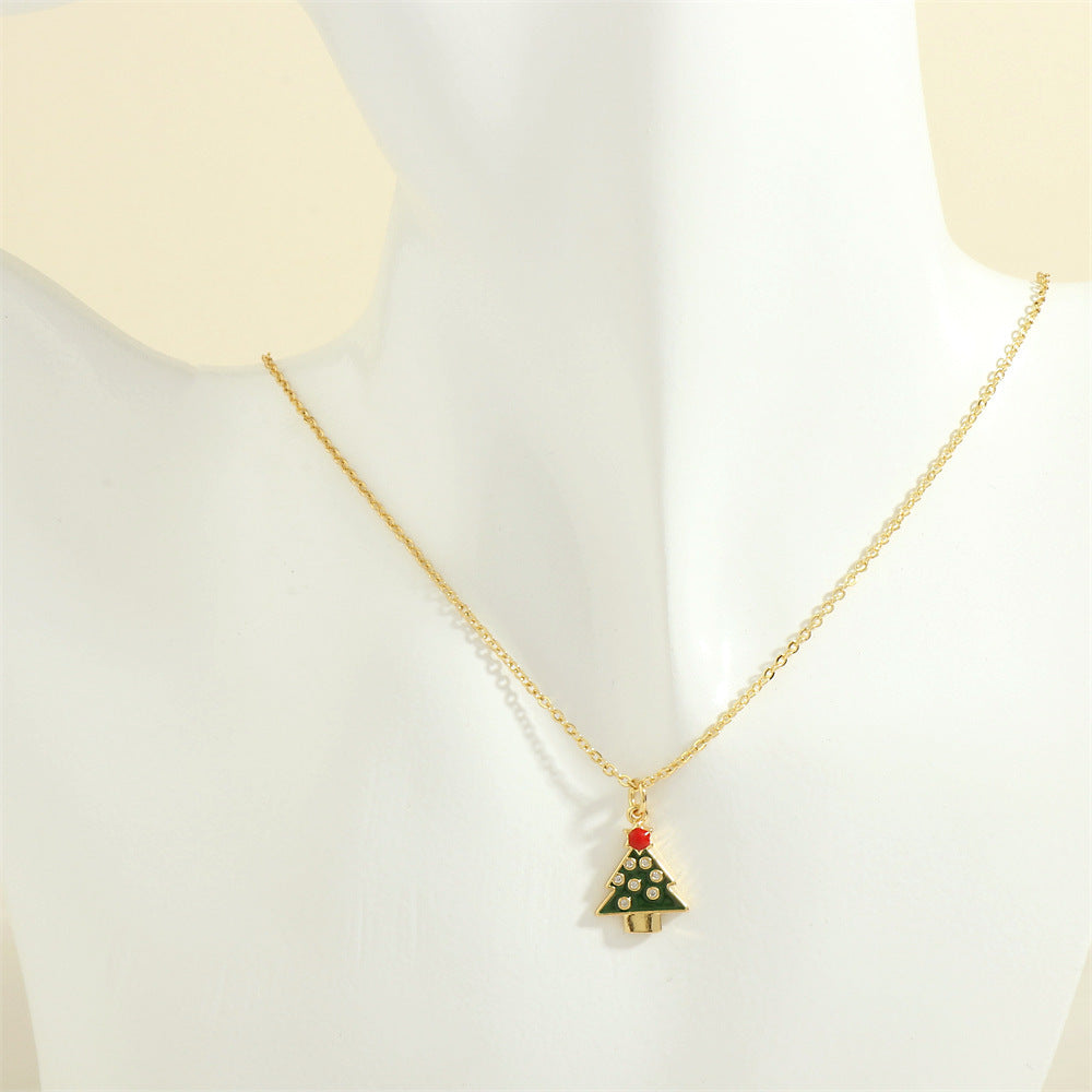 Christmas Necklace, Santa, Snowman, Rhinestones