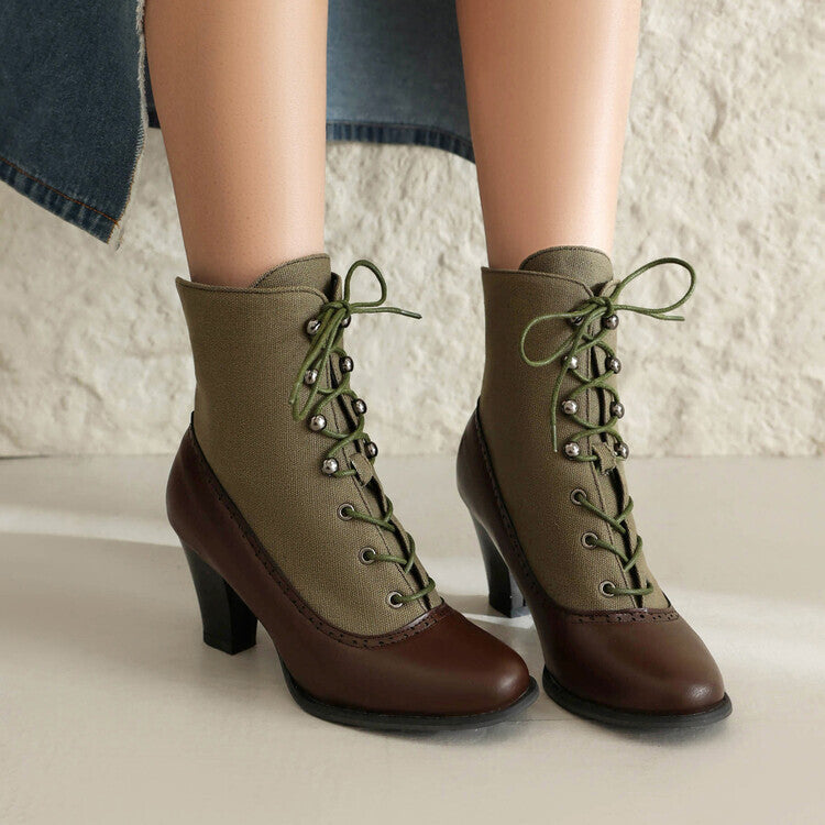 Retro British Style Cone-shaped Heel Martin Boots
