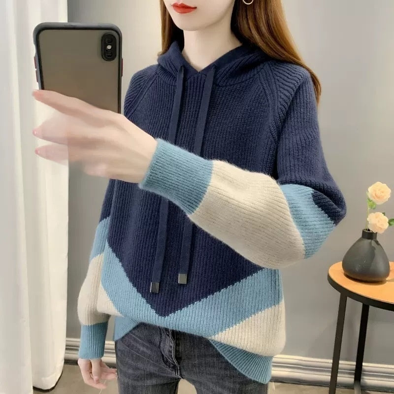 Stylish  Western-style Knitted Hoodie For Women