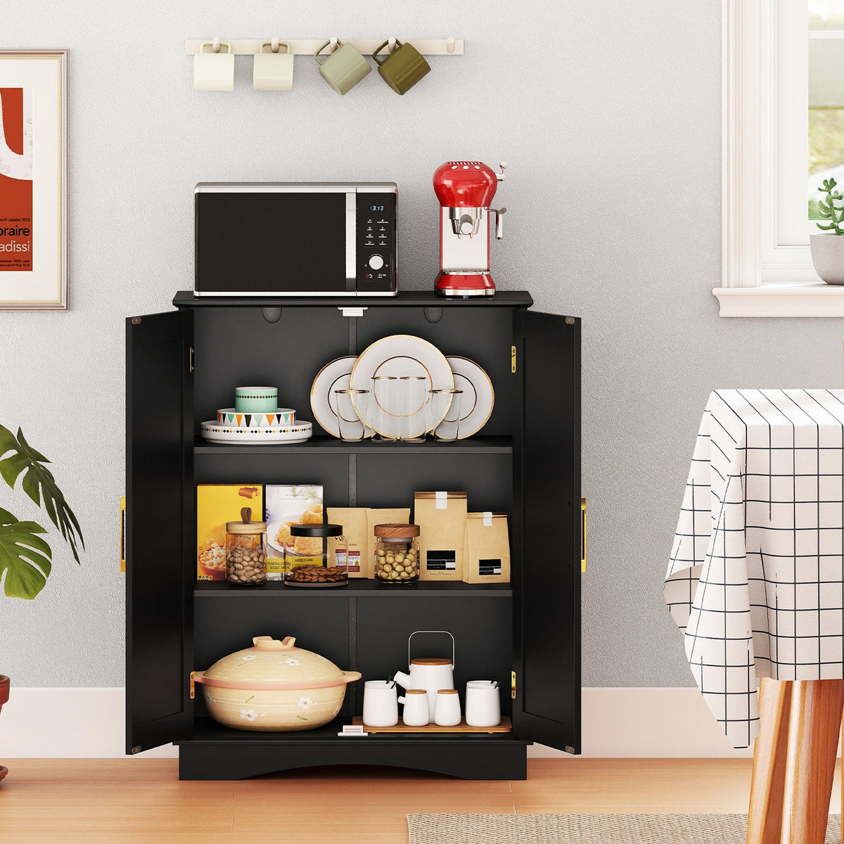 Bathroom Floor Storage Cabinet with 2 Doors and Adjustable Shelves DirectDeals
