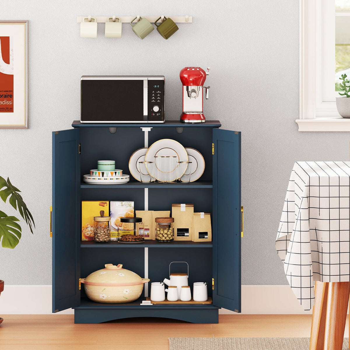Bathroom Floor Storage Cabinet with 2 Doors and Adjustable Shelves DirectDeals