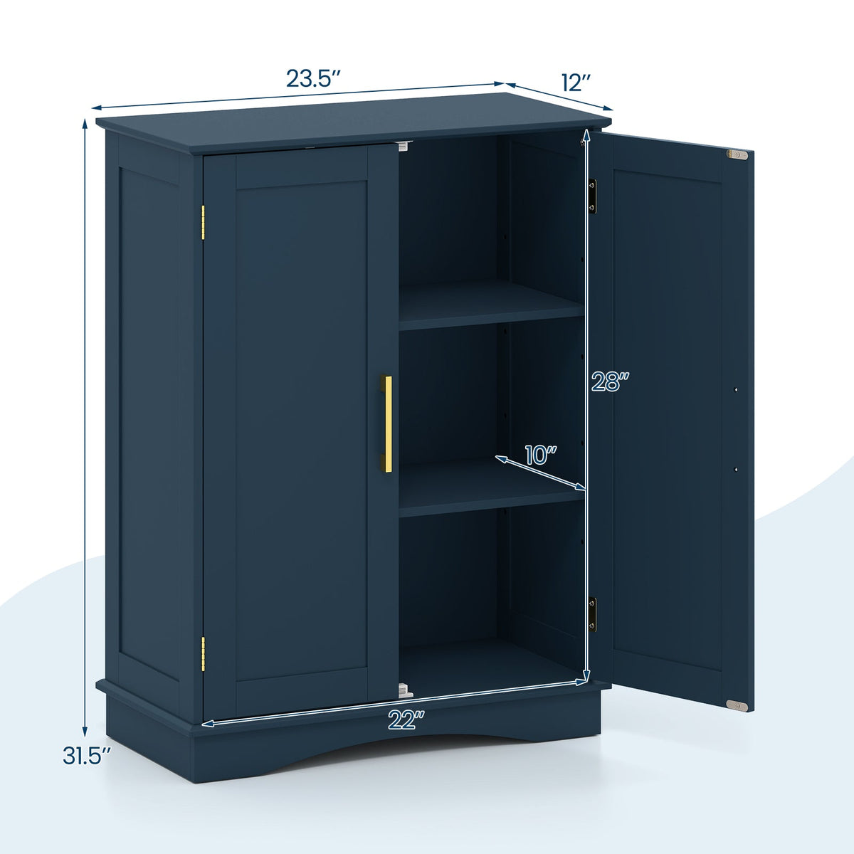 Bathroom Floor Storage Cabinet with 2 Doors and Adjustable Shelves DirectDeals