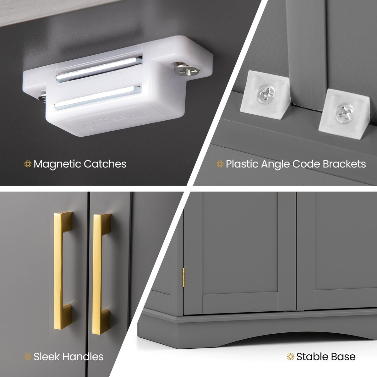 Bathroom Floor Storage Cabinet with 2 Doors and Adjustable Shelves DirectDeals