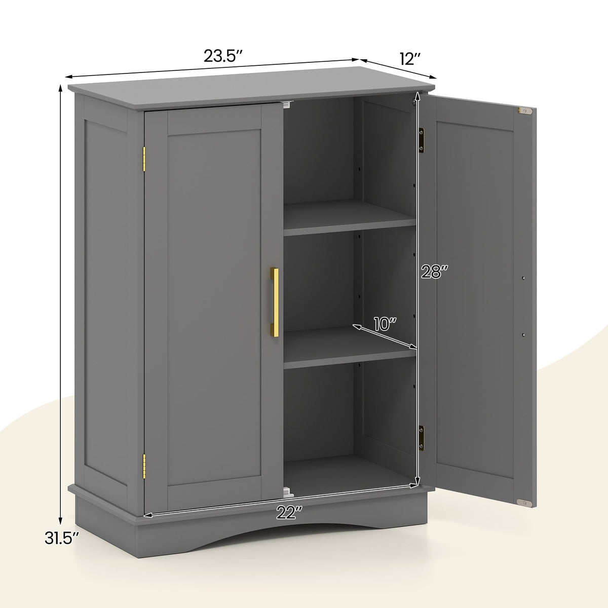Bathroom Floor Storage Cabinet with 2 Doors and Adjustable Shelves DirectDeals