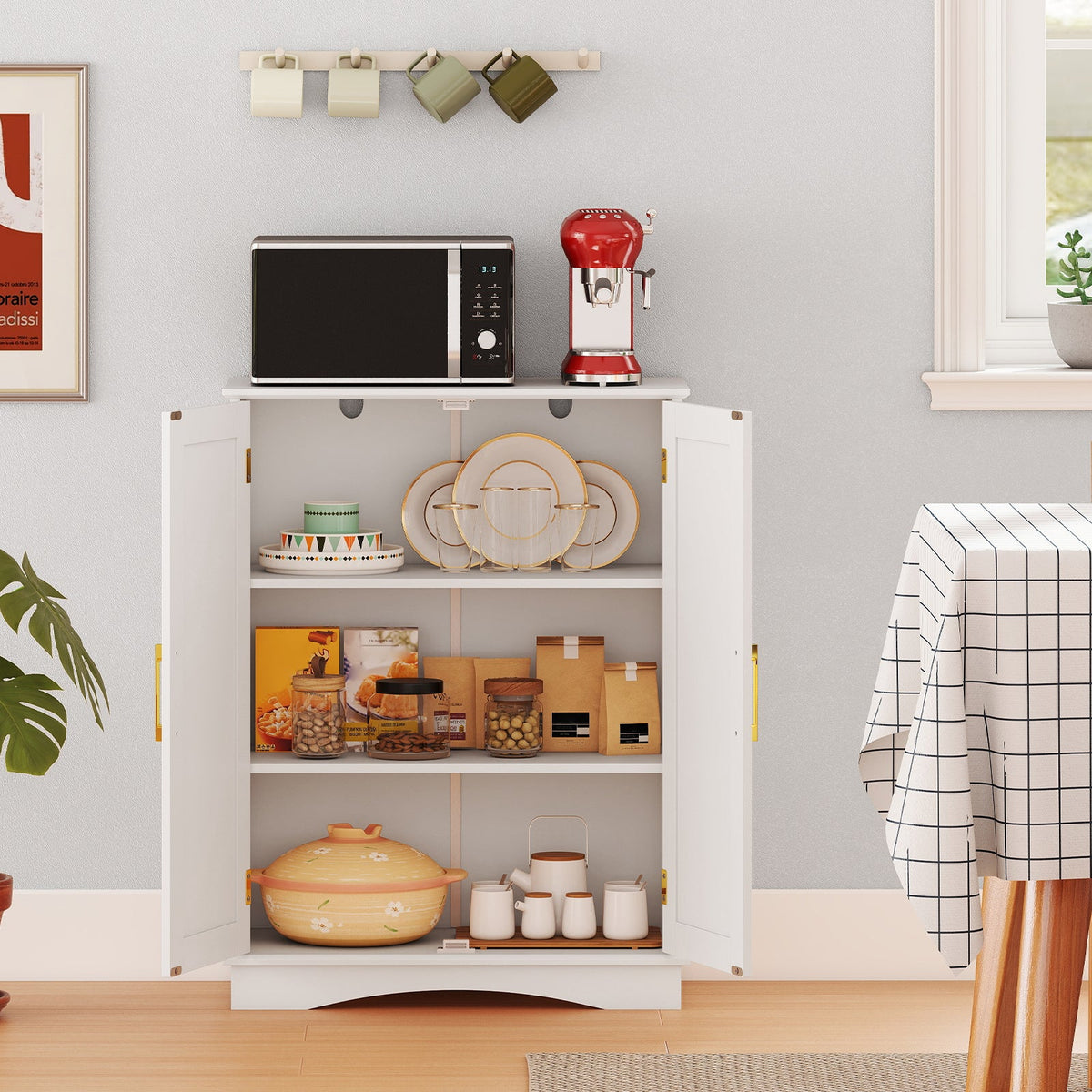 Bathroom Floor Storage Cabinet with 2 Doors and Adjustable Shelves DirectDeals
