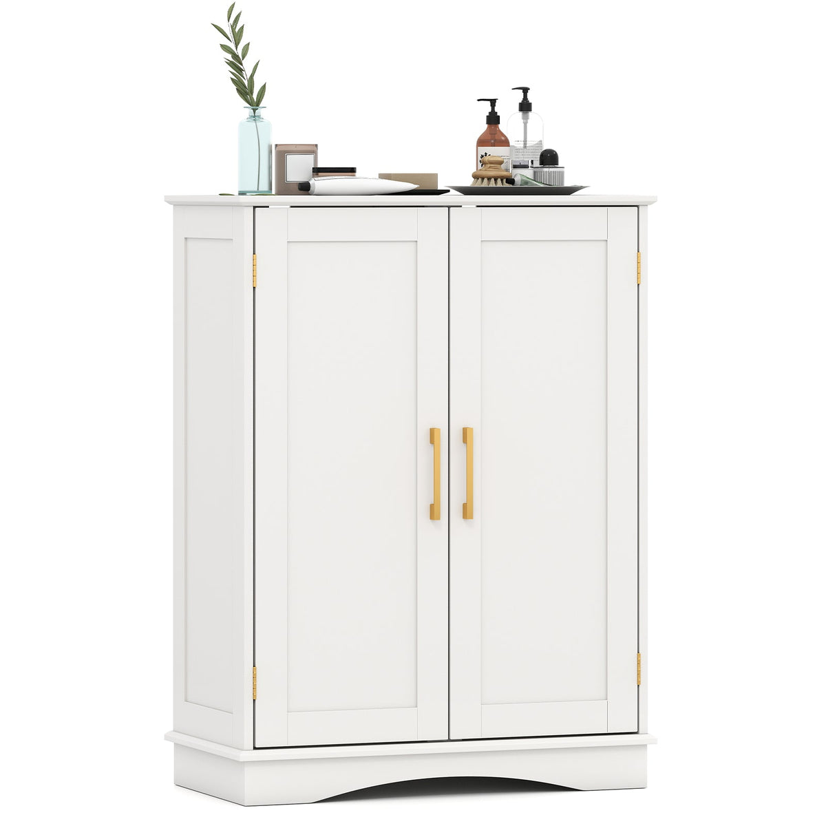 Bathroom Floor Storage Cabinet with 2 Doors and Adjustable Shelves DirectDeals