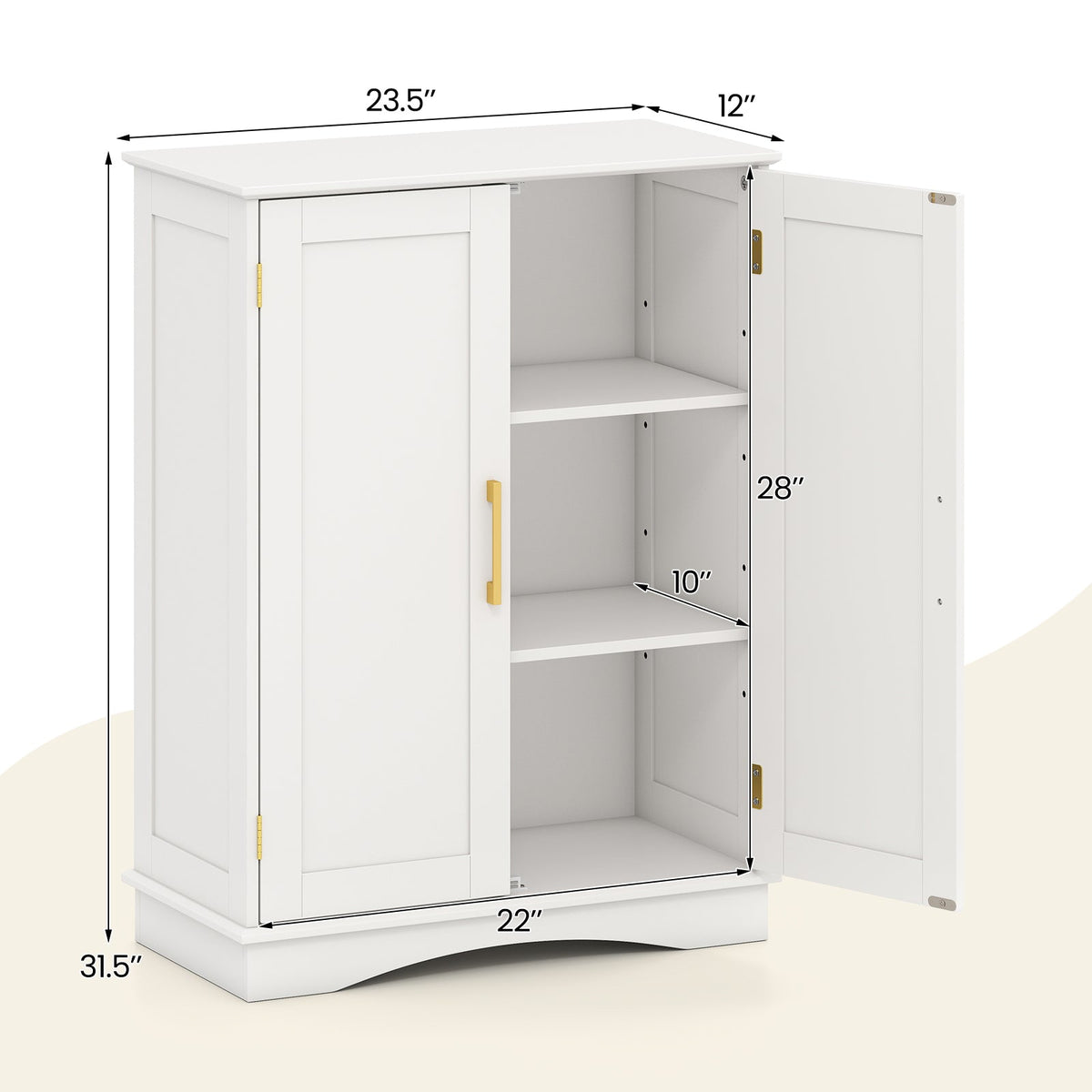 Bathroom Floor Storage Cabinet with 2 Doors and Adjustable Shelves DirectDeals