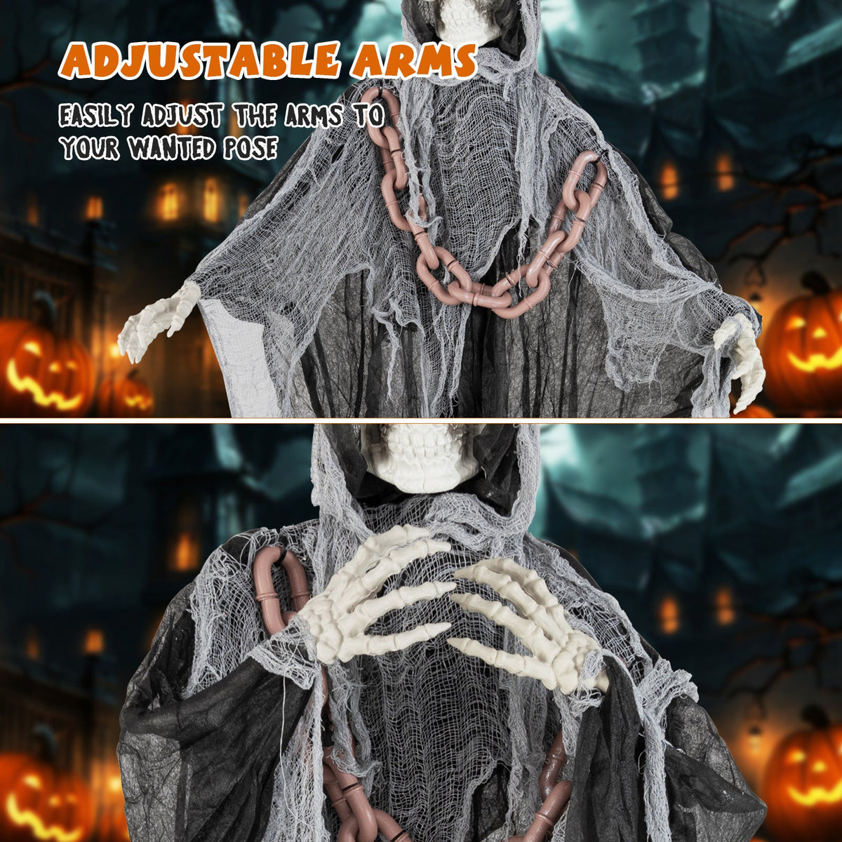6.4 Feet Halloween Standing Grim Reaper with Lighted Eyes and Terrifying Sounds