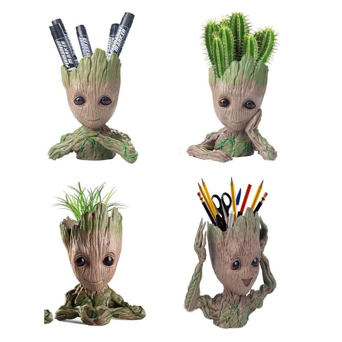 Boxod Treeman Baby Groot Succulent Flower Pot with Hole Pen Holder