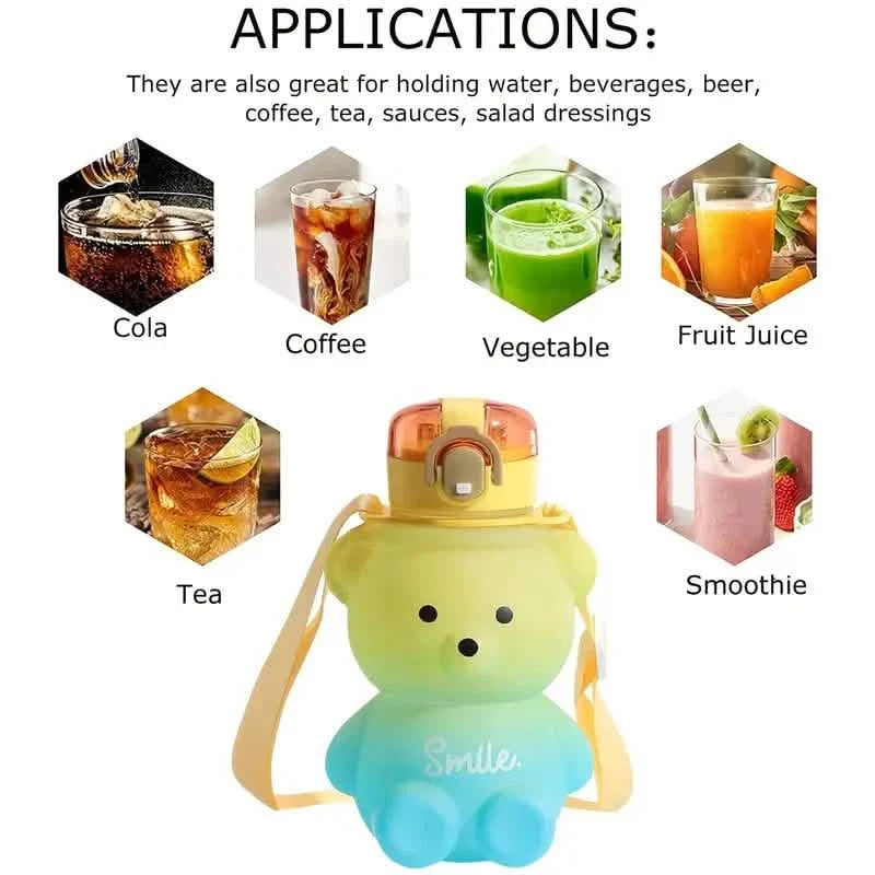 BPA-free Kawaii Bear Straw Water Bottle