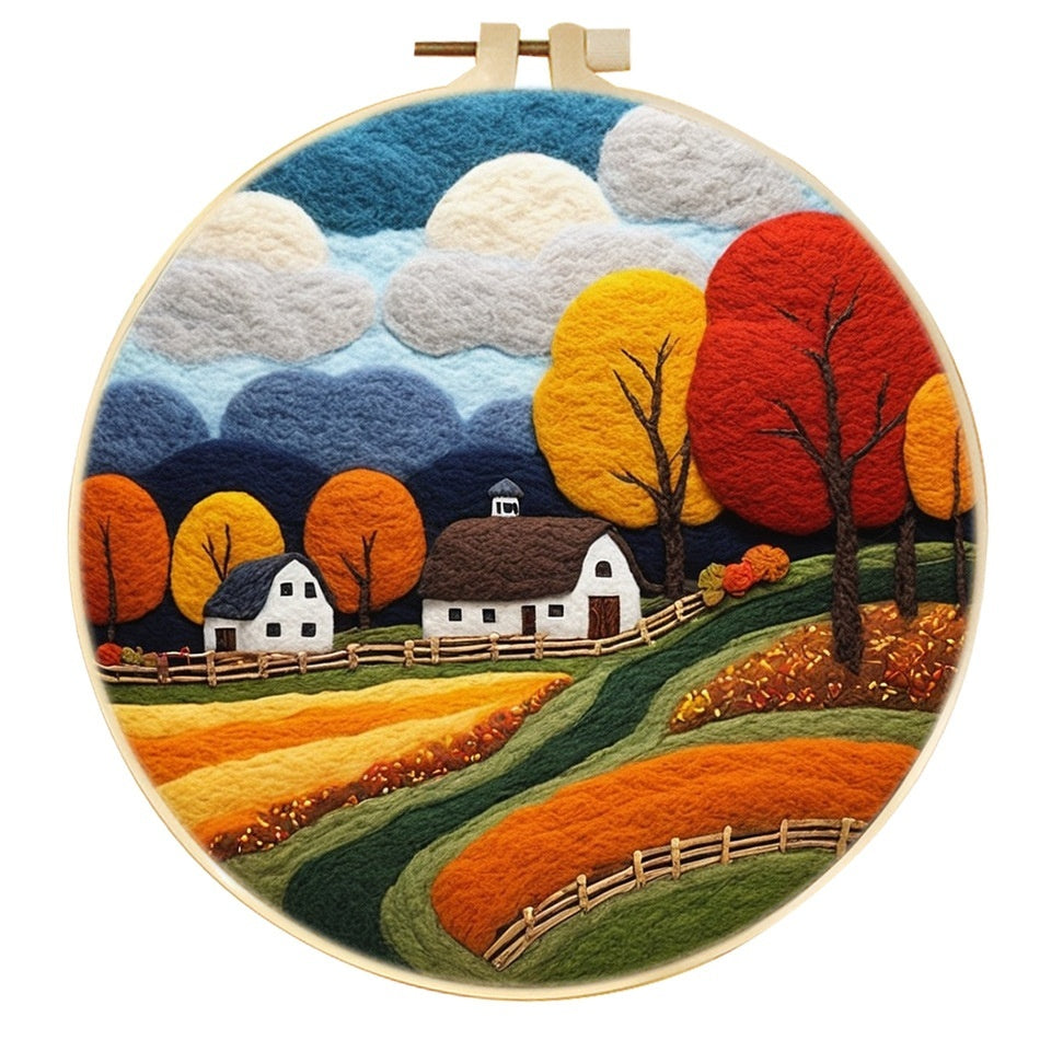 Wool Felt Painting With Embroidery Frame Needle Felt Supplies Suitable For Beginners My Store