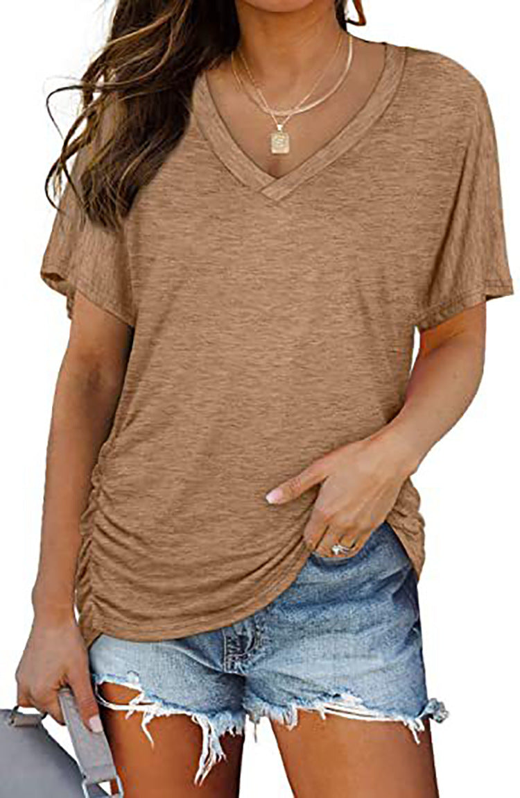 European-American V-Neck Loose Casual T-Shirt