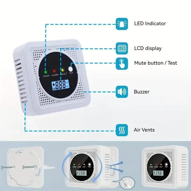 Dual Sensor Smoke & Carbon Monoxide Detector Alarm with LCD Display