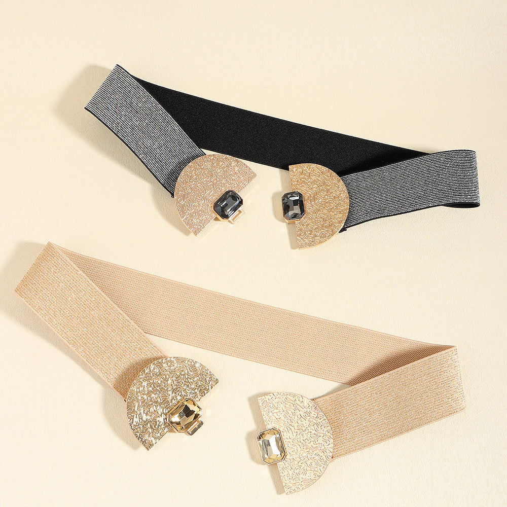 Women's Glittering Pearls Elastic Waist Belt