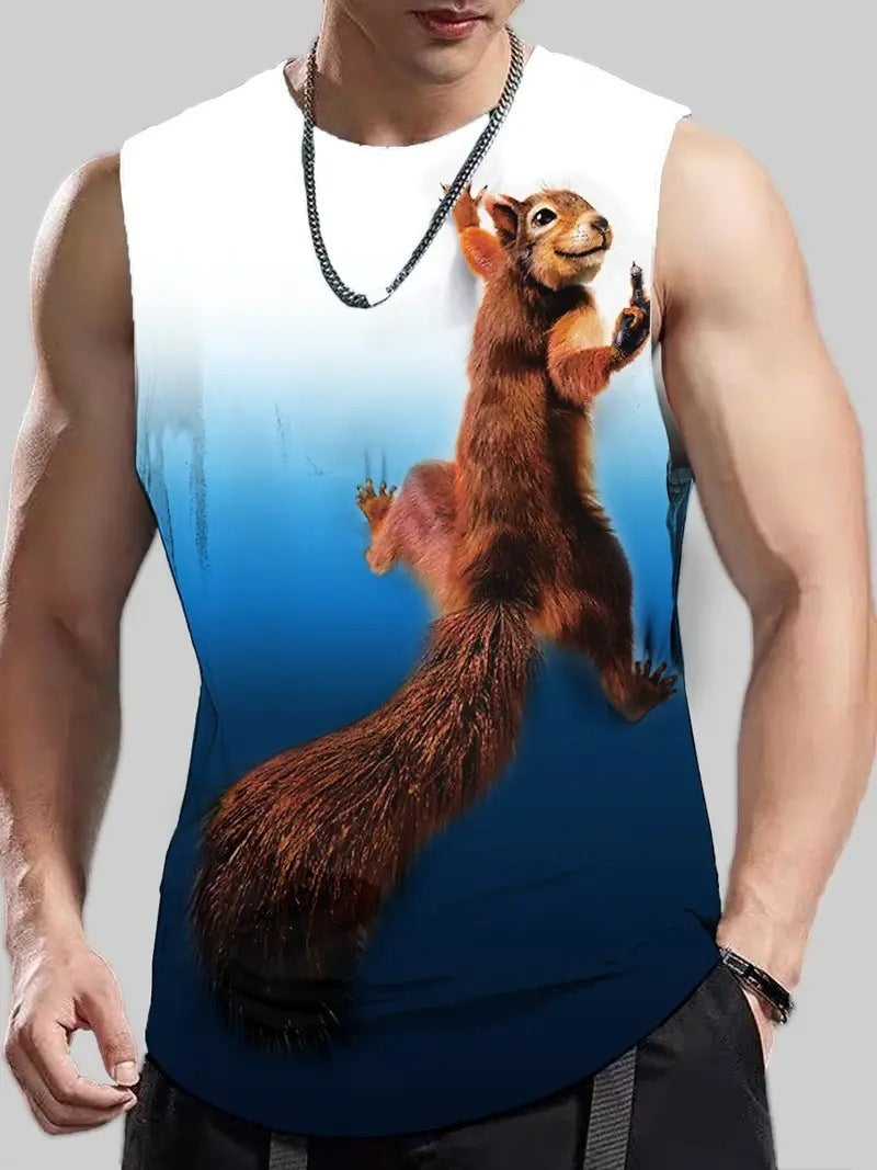 Men's Plus Size Sleeveless 3D Retro Print Vest