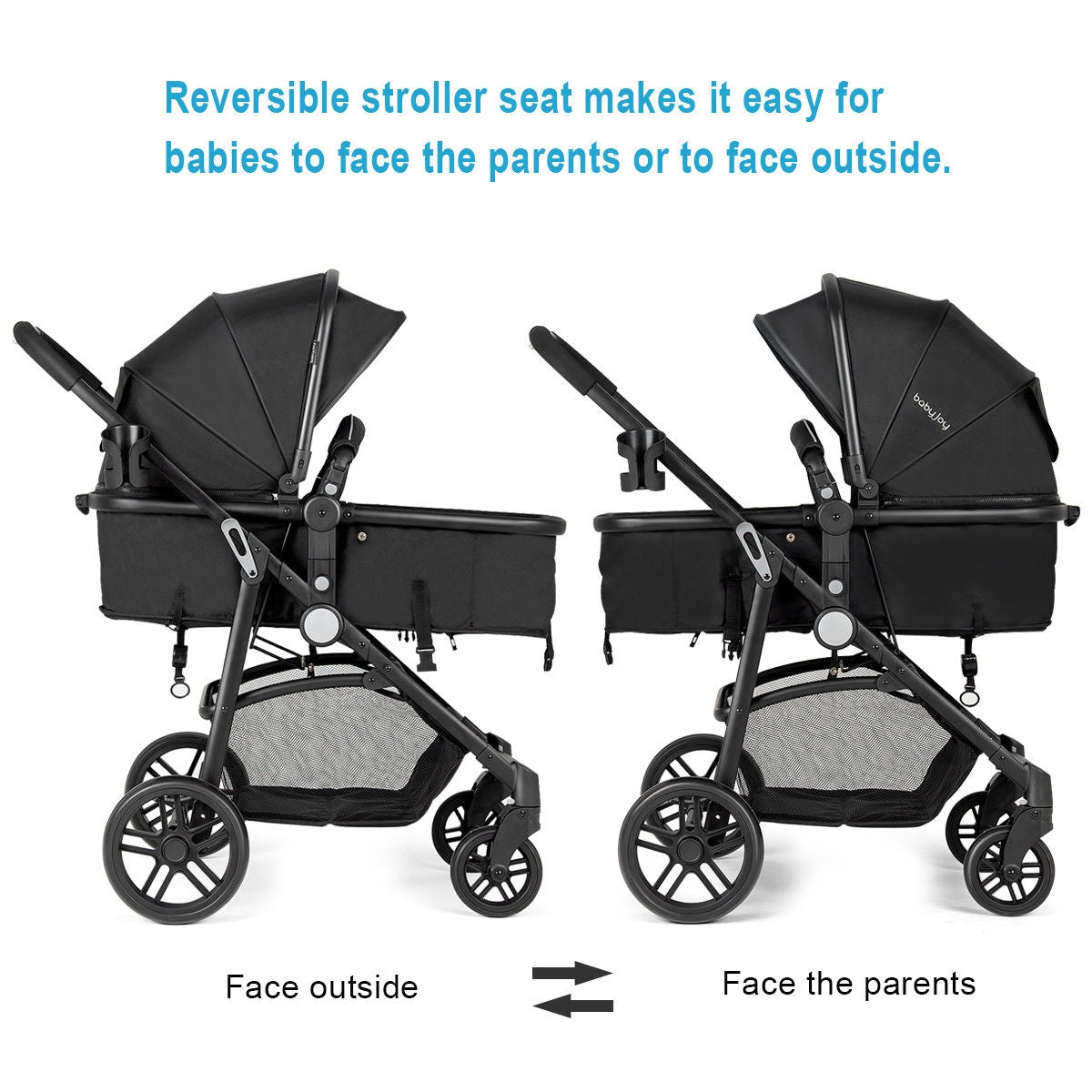 2-in-1 Foldable Pushchair Newborn Infant Baby Stroller