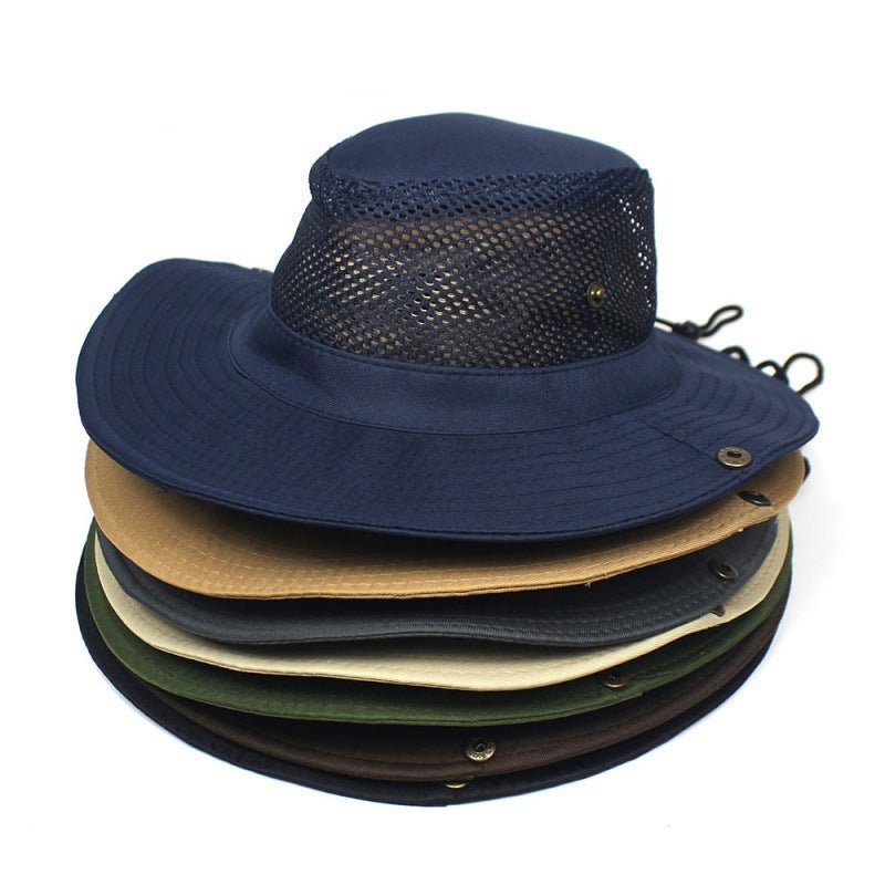 Patchwork Mesh Bucket Hat Sun Protection Foldable