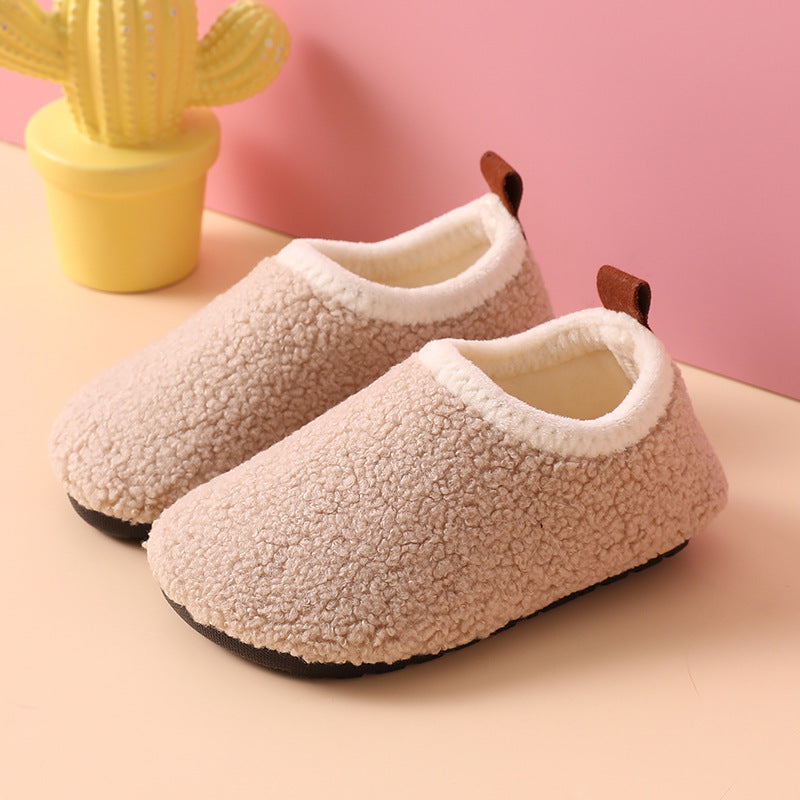 Fleece-lined Children's Non-slip Sole Thickened Autumn And Winter New Cotton Slippers