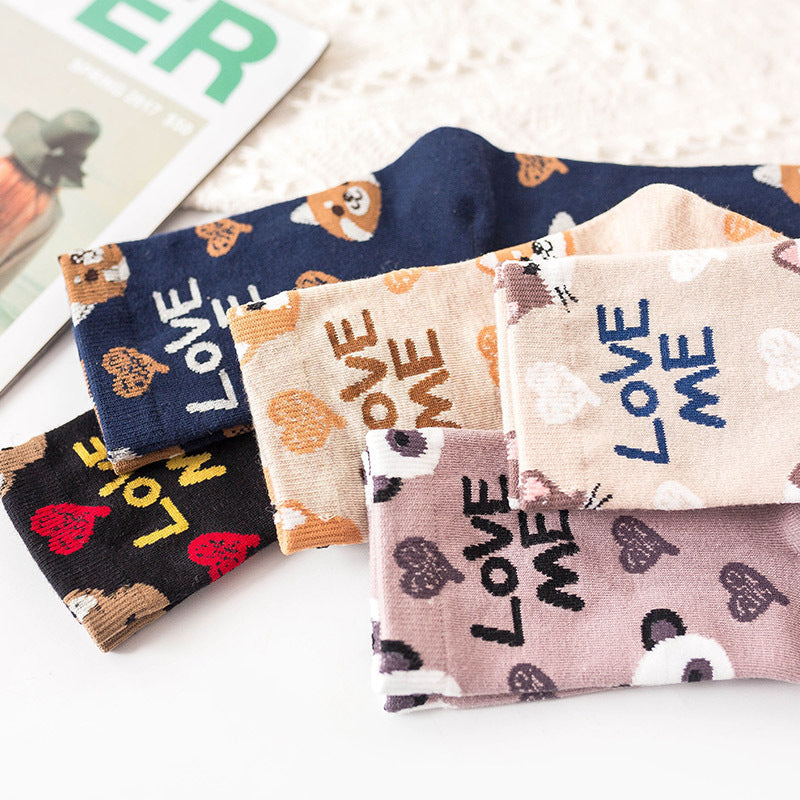 Preppy Style Wholesale Cotton Letter Animal Trendy Socks