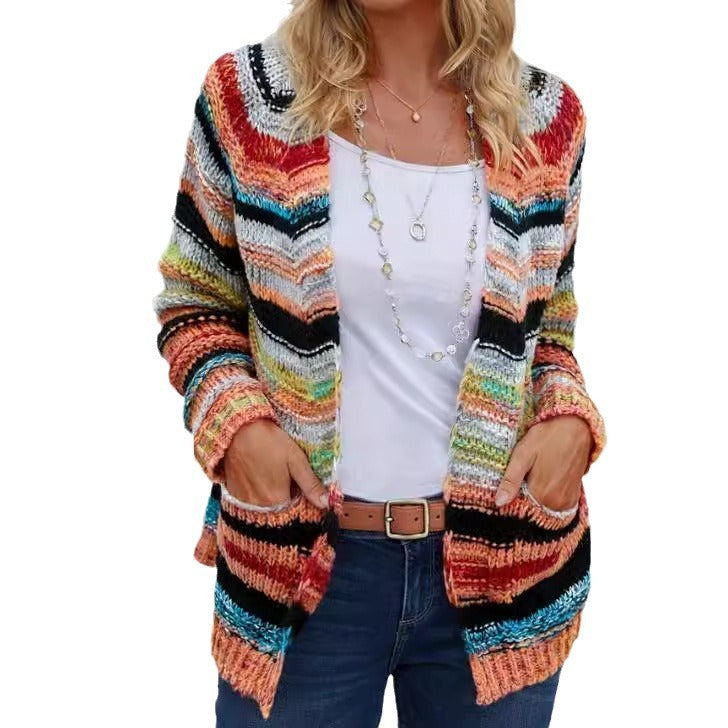 European and American Fashion Printed Knit Sweater