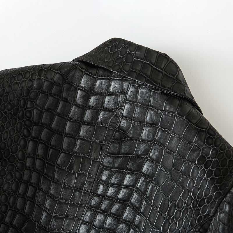 Crocodile Leather Slim-fit Jacket
