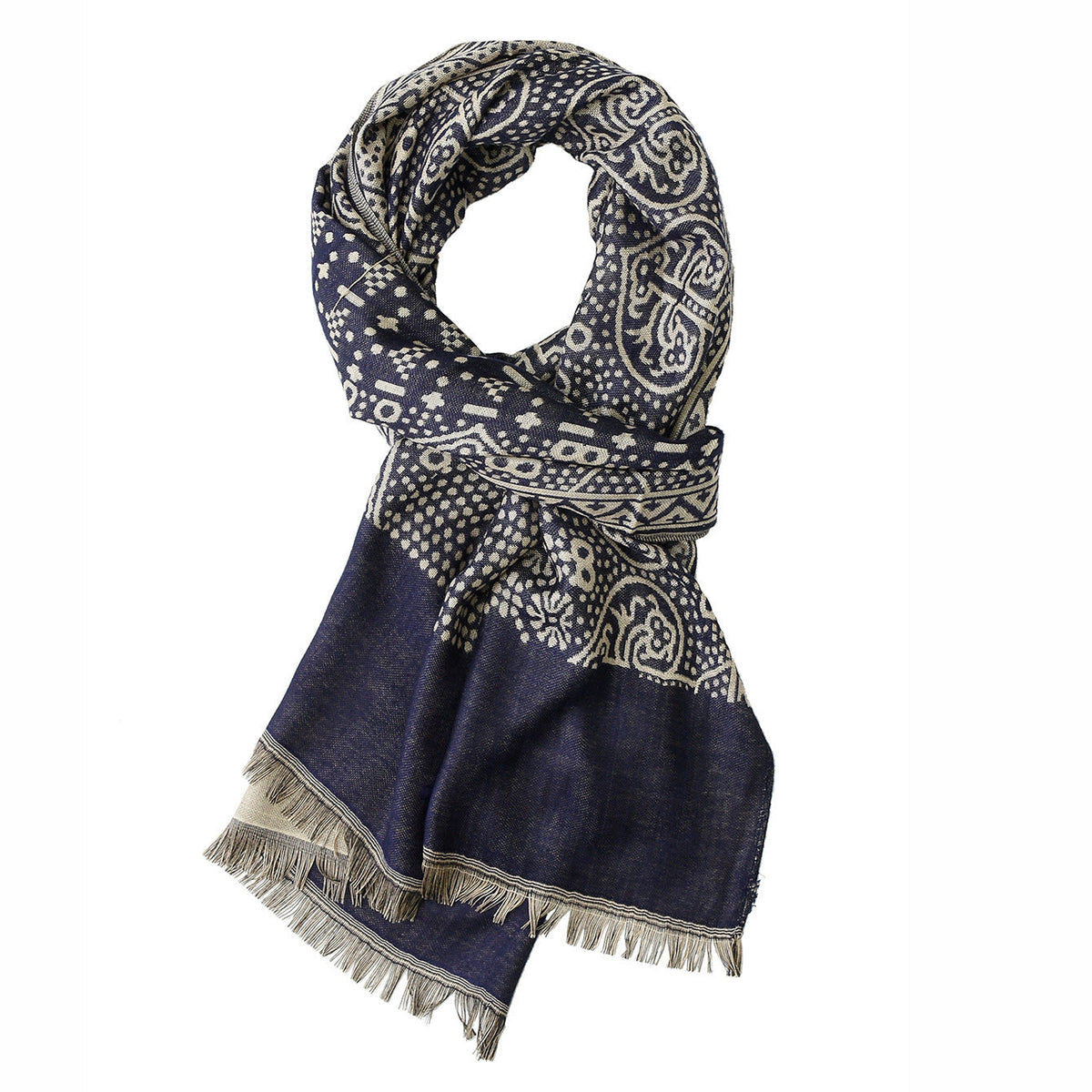 Cotton Linen Yarn-dyed Ethnic Style Scarf
