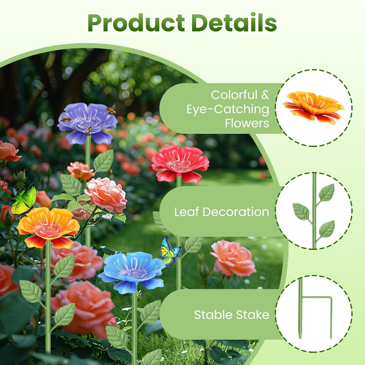 Metal Bee Watering Stations 6-Pack with Anti-Drowning Design GBruno Store