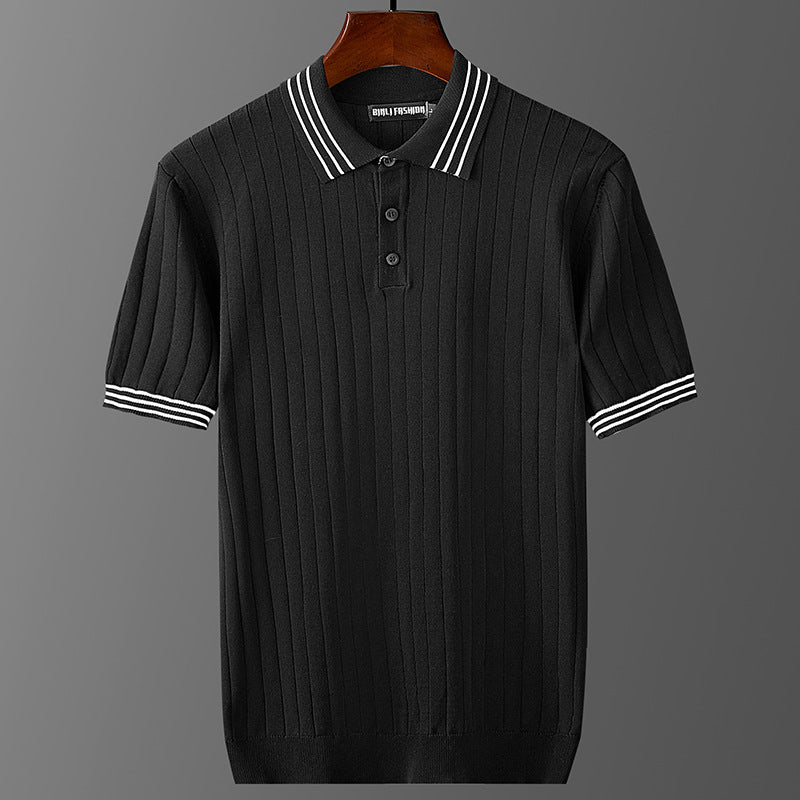 Men's Ice Silk Short Sleeve Lapel Polo Sweater