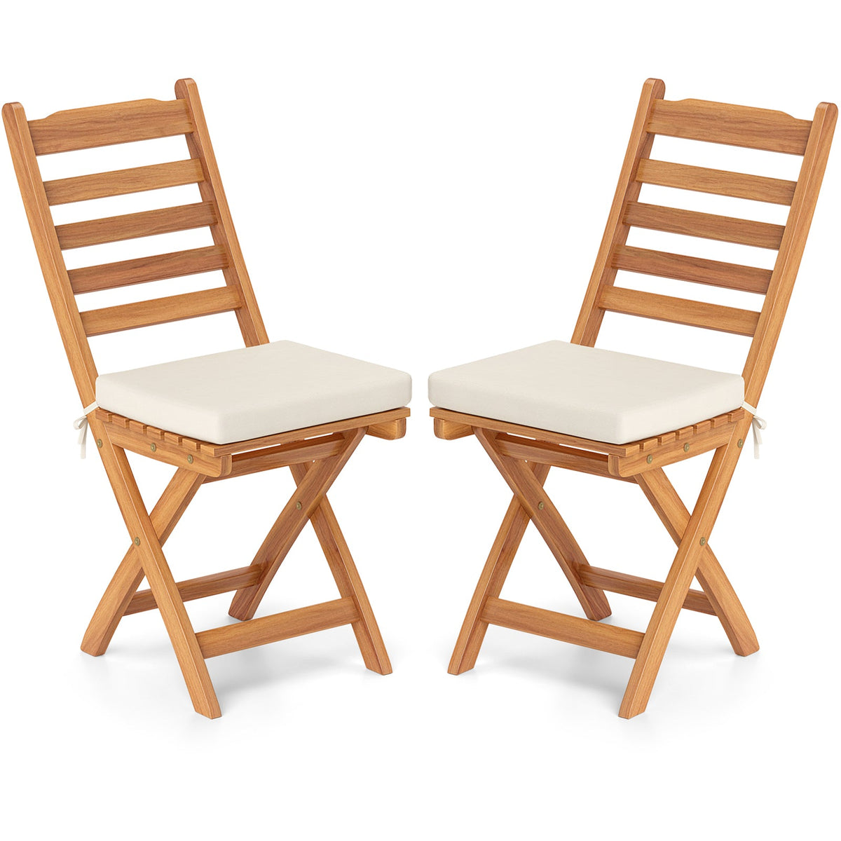 Patio Folding Chairs Set of 2 with Soft Seat Cushion DirectDeals