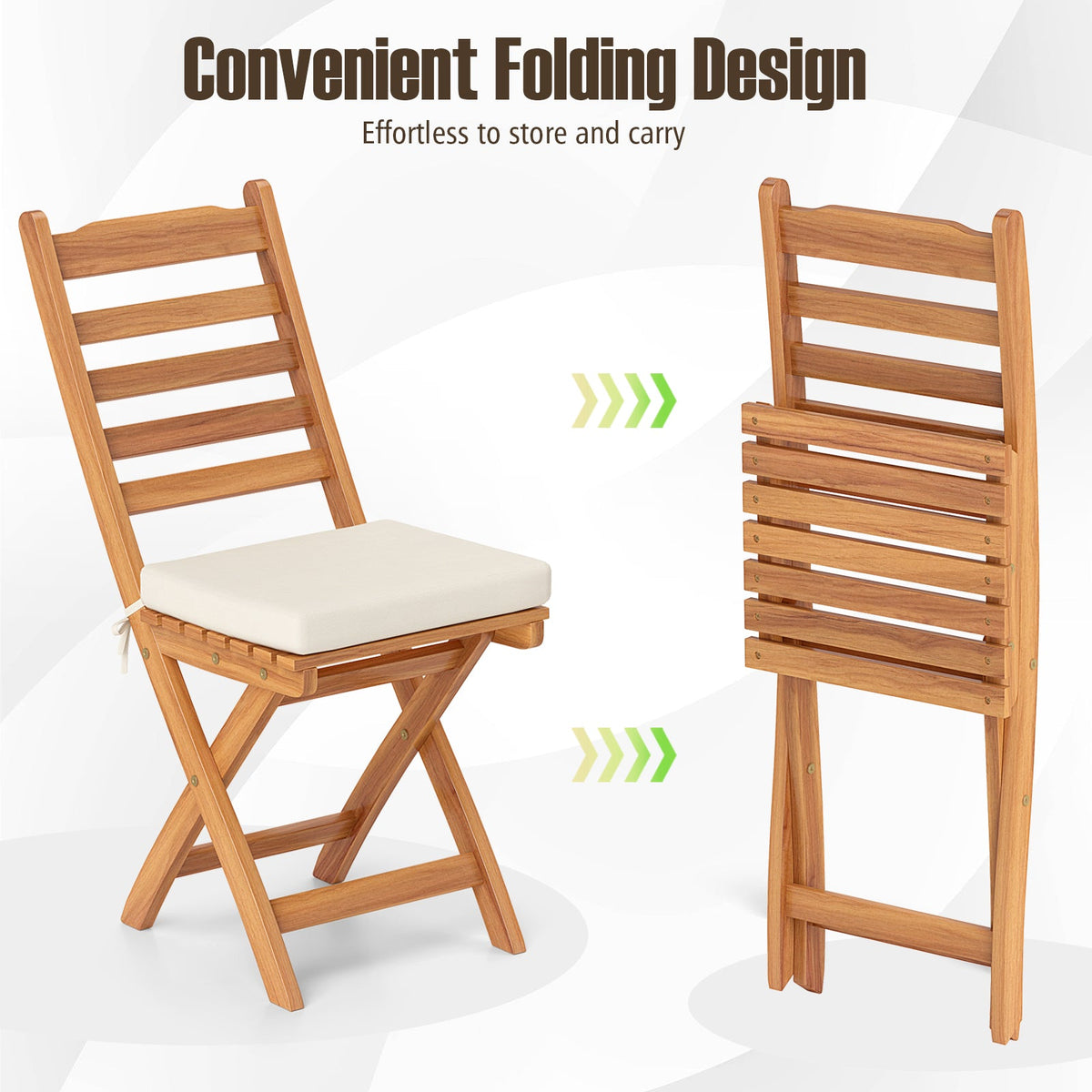 Patio Folding Chairs Set of 2 with Soft Seat Cushion DirectDeals