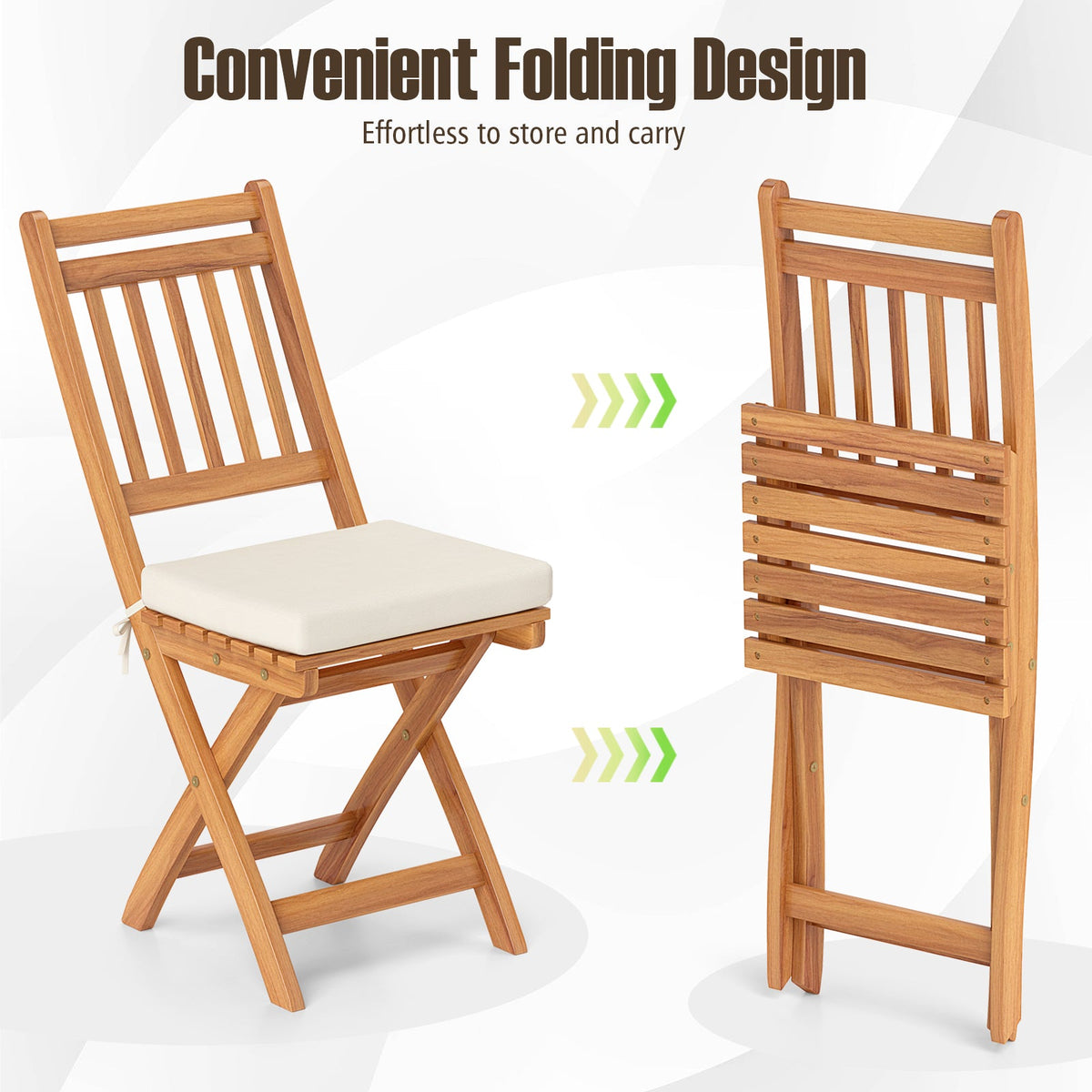 Patio Folding Chairs Set of 2 with Soft Seat Cushion DirectDeals
