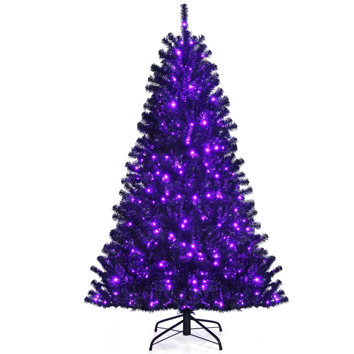Black Artificial Christmas Halloween Tree with Purple LED Lights DirectDeals