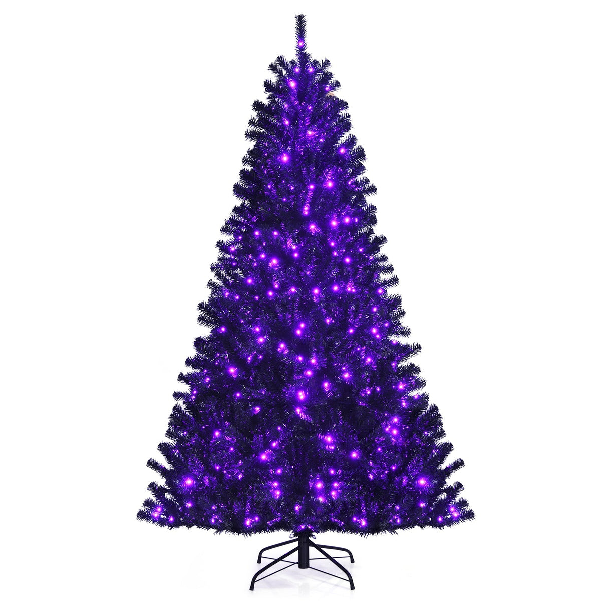 Black Artificial Christmas Halloween Tree with Purple LED Lights DirectDeals
