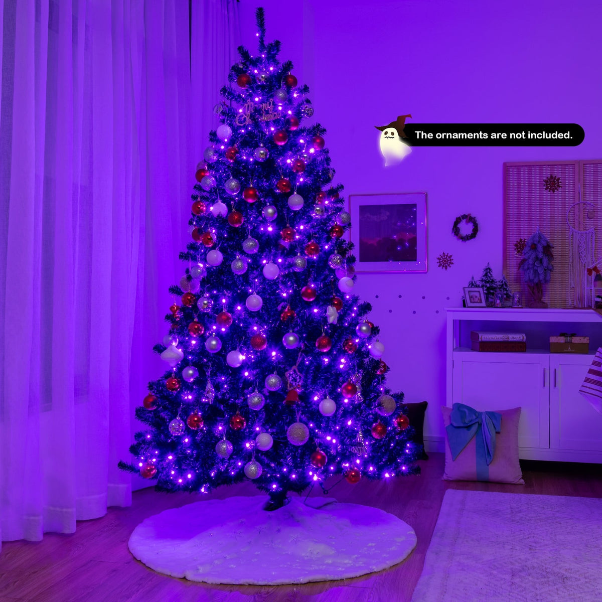 Black Artificial Christmas Halloween Tree with Purple LED Lights DirectDeals