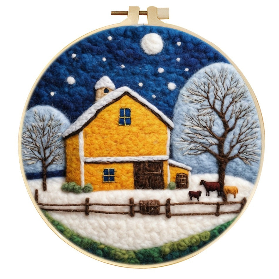 Wool Felt Painting With Embroidery Frame Needle Felt Supplies Suitable For Beginners My Store