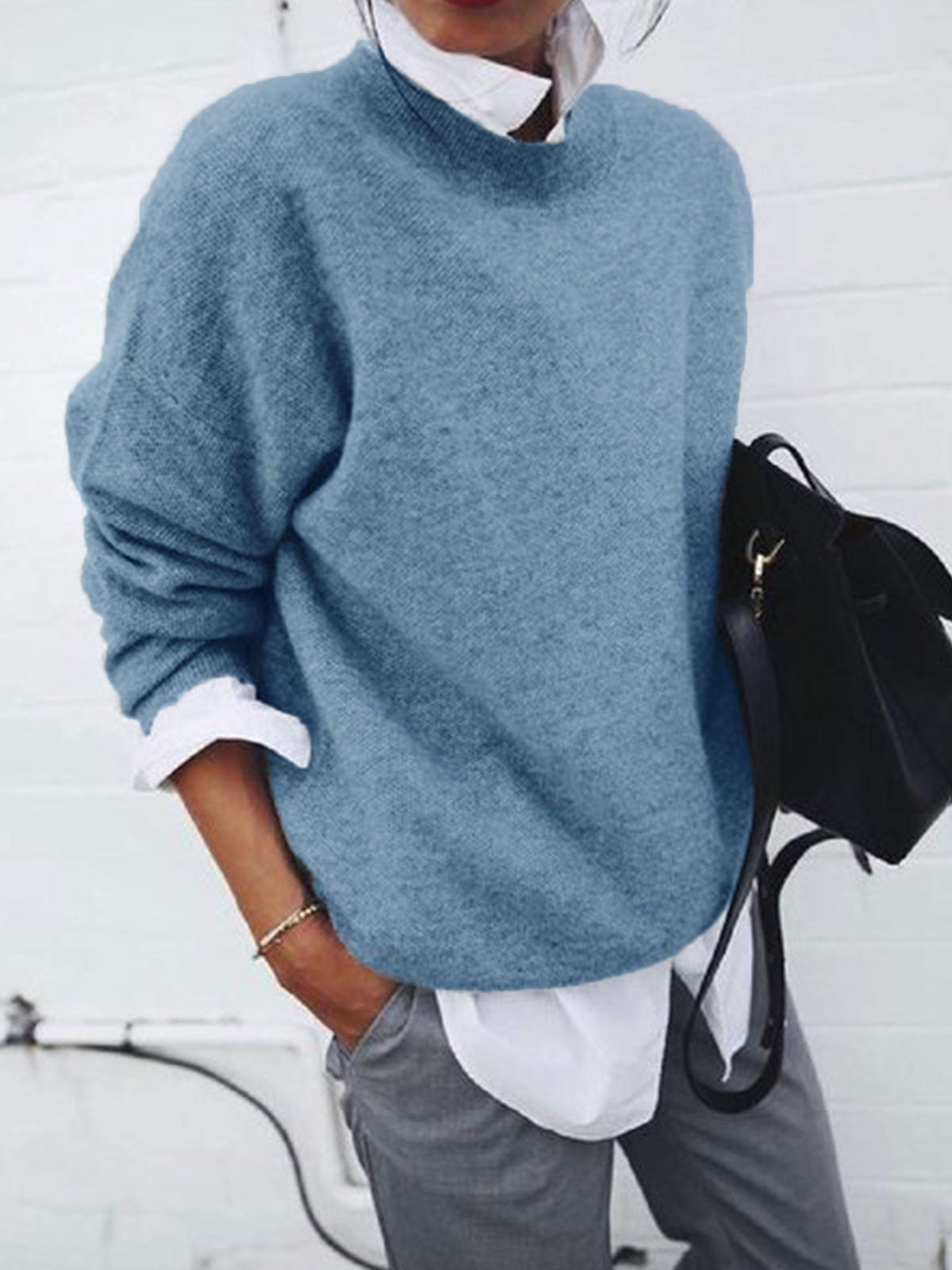 Fashion Long Sleeve Pullover Sweater Fall And Winter Fashion Solid Color Knitted Tops For Women Clothing Sell My Stuff