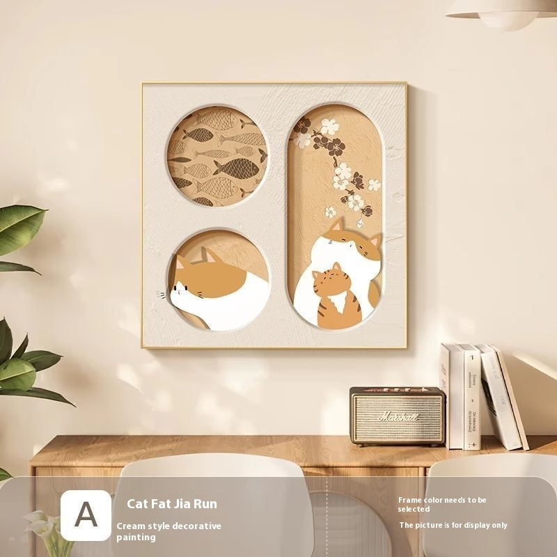 Cute Cat Dining Roomliving Room Cream Style Desktop Decorative Painting My Store