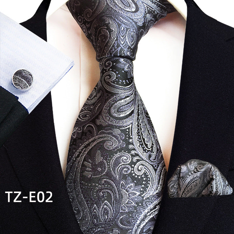 Paisley Tie Square Scarf Pocket Square Cufflinks Three-piece Set