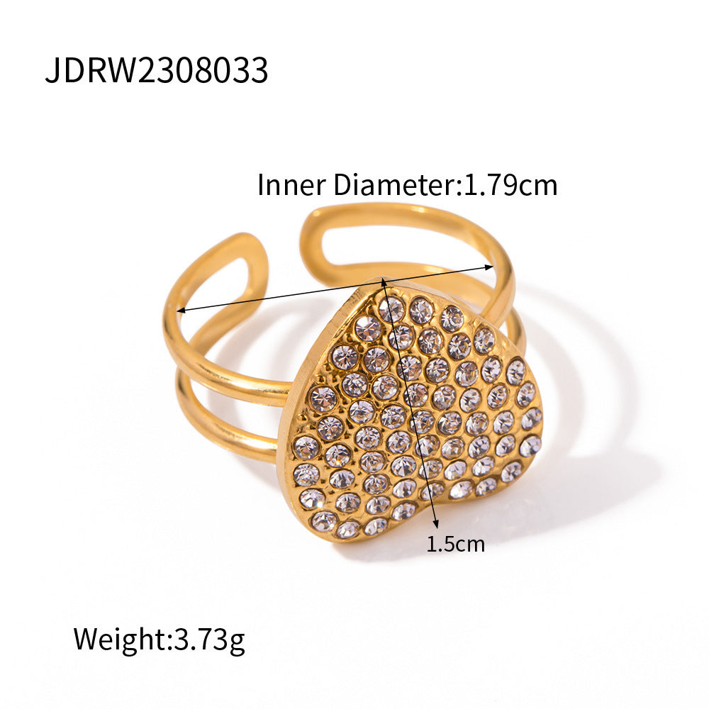 Micro Rhinestone Love Heart-shaped Ring