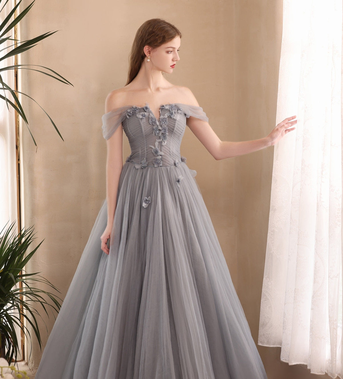 Dinner Annual Meeting Host Blue Off-shoulder Petal Dress For Women