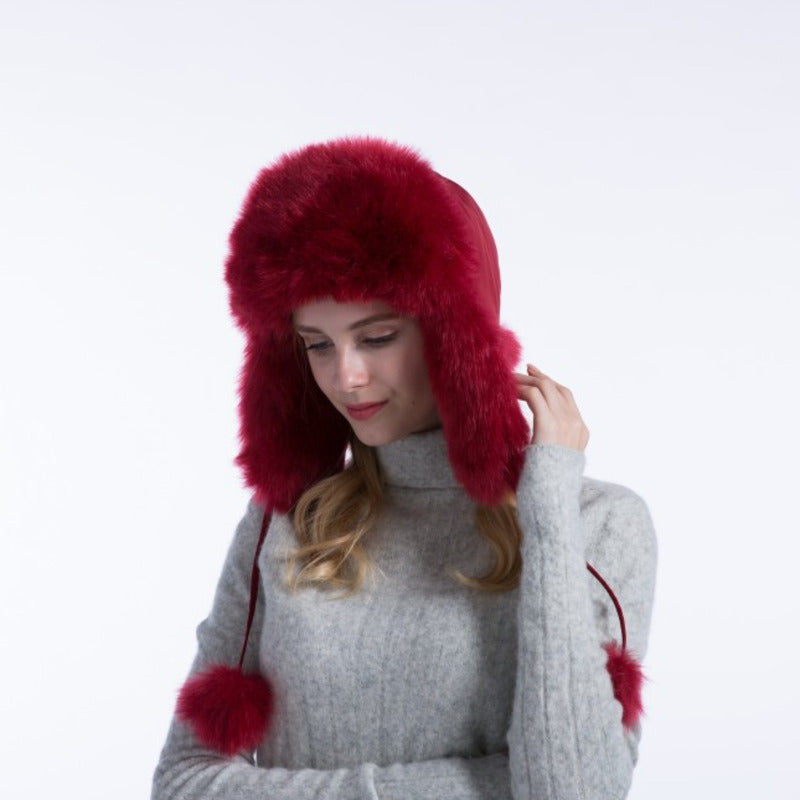 Autumn Winter Ladies Korean Fox Fur Warm Hat
